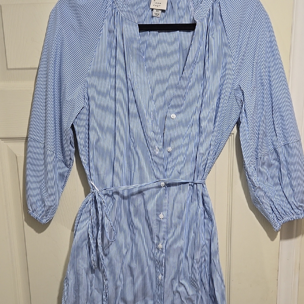 A New Day Blue Striped Mini Dress